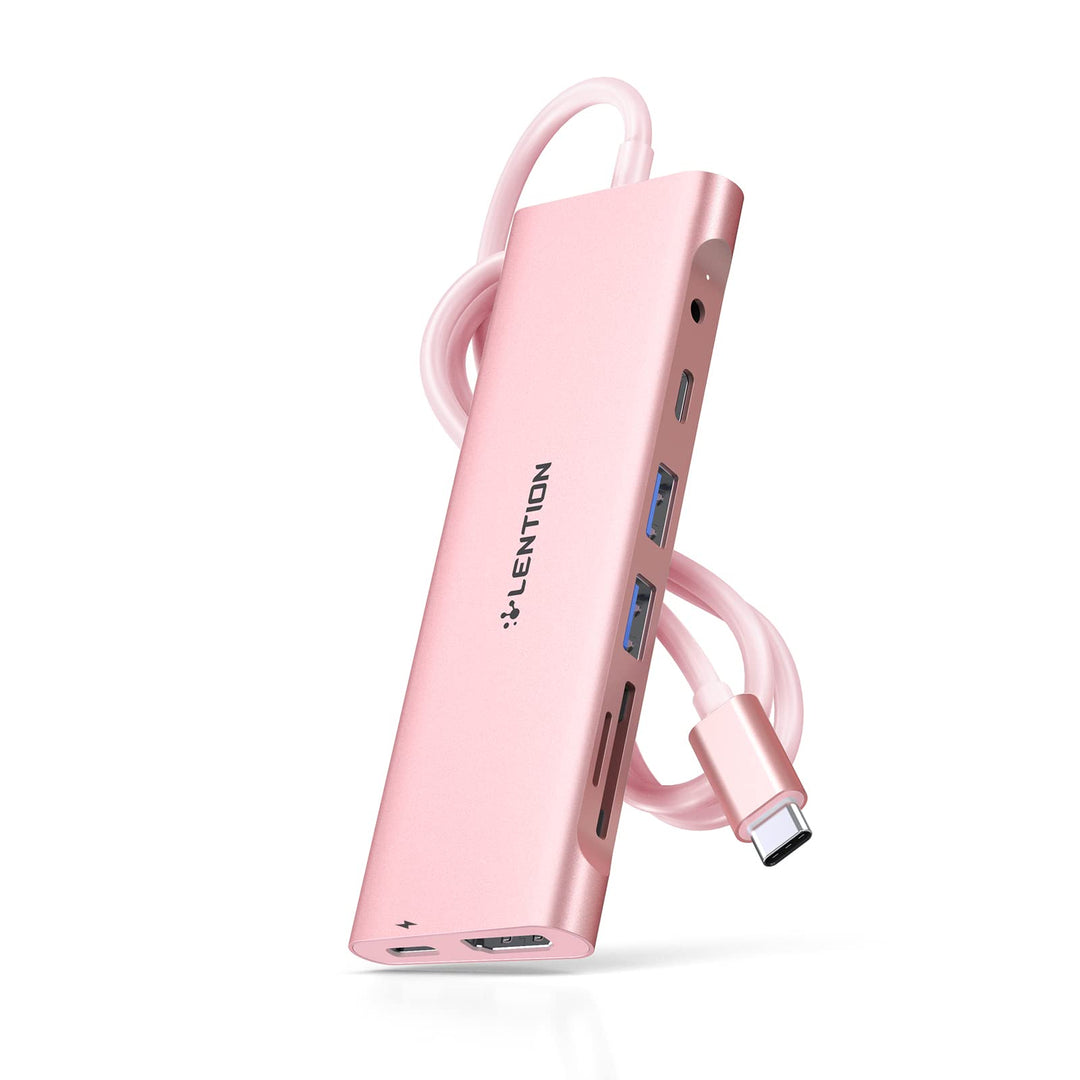 LENTION USB C Hub langes Kabels mit 4K HDMI, USB 3.0, USB-C Datei, SD &amp; Micro SD Kartenleser, AUX, 6