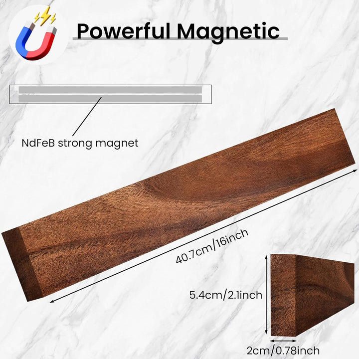 THMINS Magnetleiste Messer, 40cm Magnetischer Messerhalter für die Wand Holzfarbe 40cm 40cm, Holzfar
