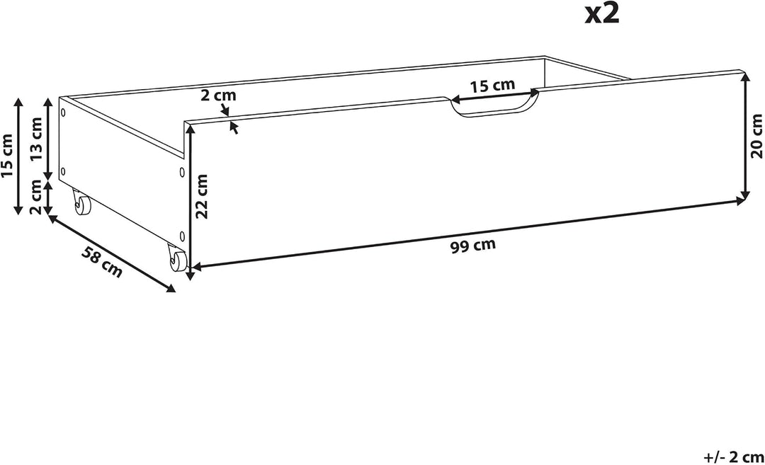 Bettschublade auf Rollen 2er Set Kiefernholz dunkelbraun 97 x 58 cm Rumilly
