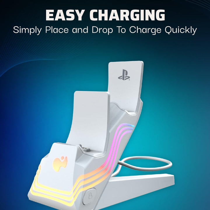 PDP PS5 Afterglow Wave DUAL Charger White, Afterglow