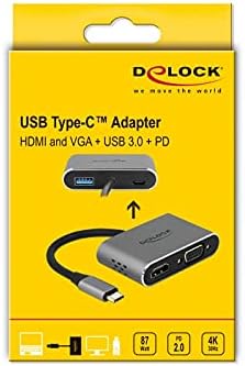 DeLOCK USB Type-C Adapter zu HDMI und VGA mit USB 3.0 Port und PD