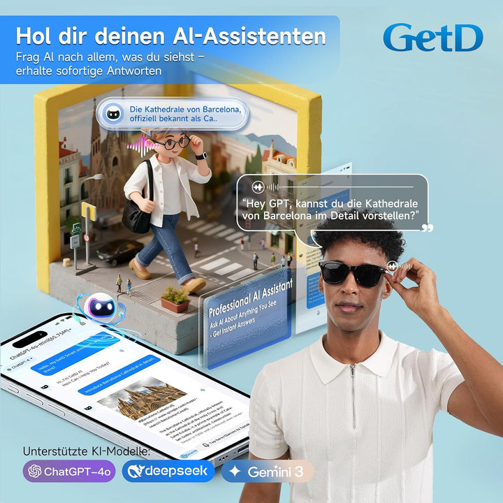 GetD KI-Brillen für Herren &amp; Dam (Blau)