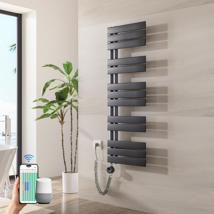 Heilmetz Badheizkörper Elektrisch WiFi 1176 x 400 mm,Flach Bad Heizkörper mit Digitalem Thermostat,