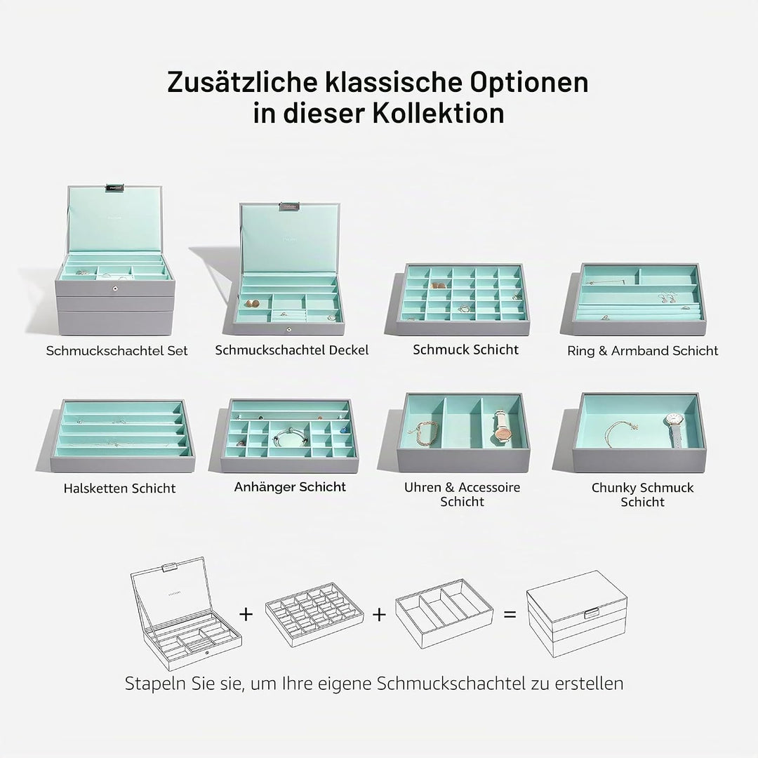 Stackers Grau Mint Klassisch Schmuckschatulle - 5 Dove Grey/Mint Green, Dove Grey/Mint Green