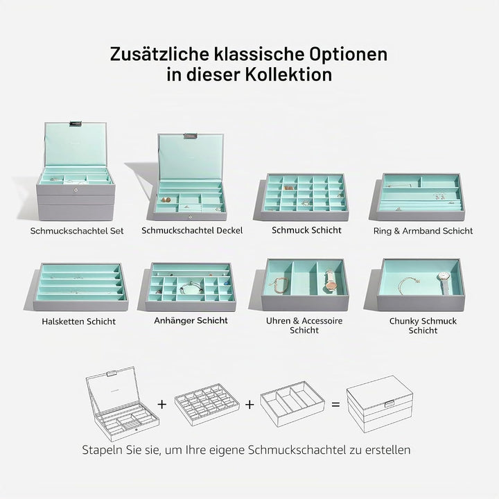 Stackers Grau Mint Klassisch Schmuckschatulle - 5 Dove Grey/Mint Green, Dove Grey/Mint Green