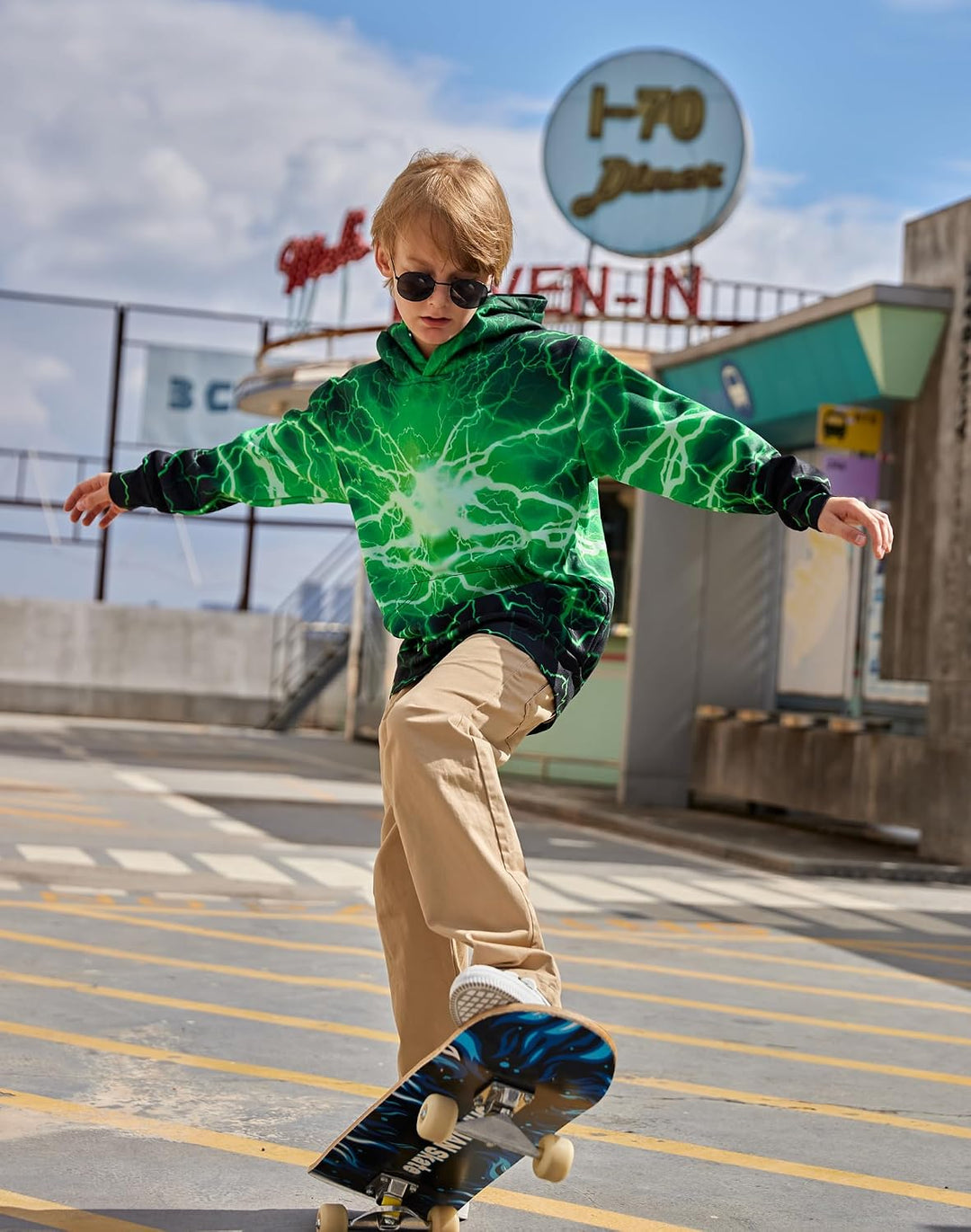AIDEAONE Jungen Mädchen 3D Hoodie Kapuzenpullover Sweatshirt Mit Kapuze Schwarz C23 11-14 Jahre, Sch