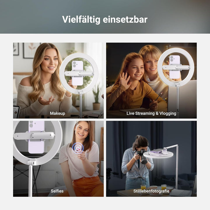 NEEWER Entry Level Version 10" 7W LED Ringlicht mit Ständer/Handyhalterung/3 Farbmodi, 69" teleskopi
