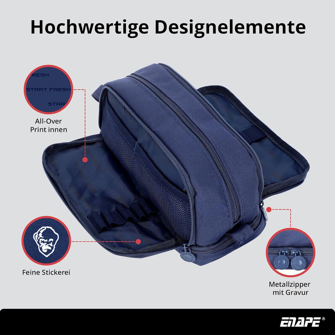 Multipocket XL Federmäppchen mit Fächern – Grosses Stifteetui für Schule, Uni &amp; Büro – Inkl. Mini Ma