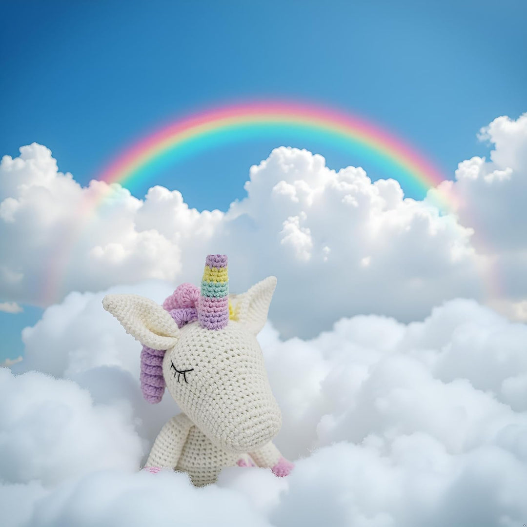Handgehäkeltes Einhorn Stofftier, Amigurumi-Tierspielzeug, Handgehäkelte originelle Geschenke für Ba