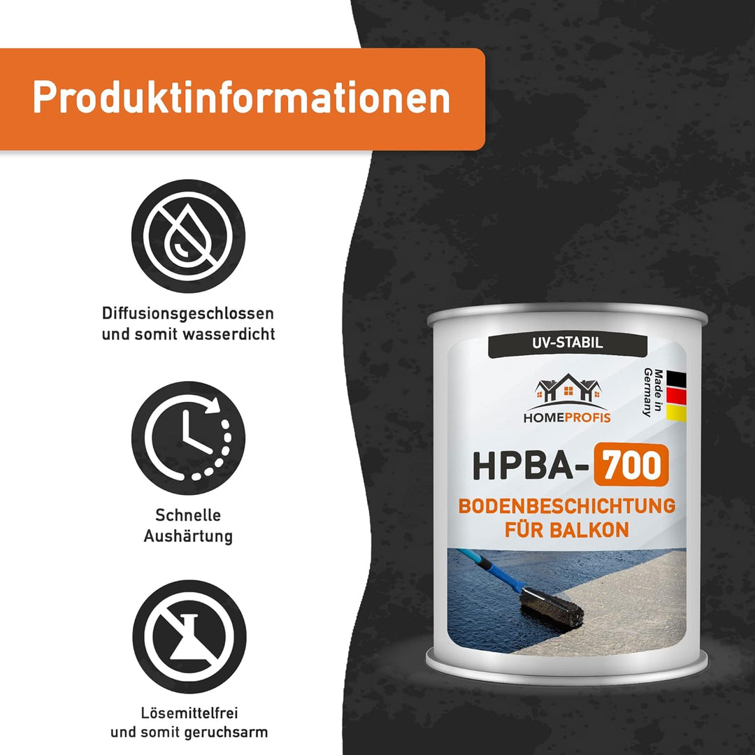 Home Profis® HPBA-700 seidenmatte UV-beständige 1K Bodenfarbe (25m²) für Balkon &amp; Terrasse in RAL 90