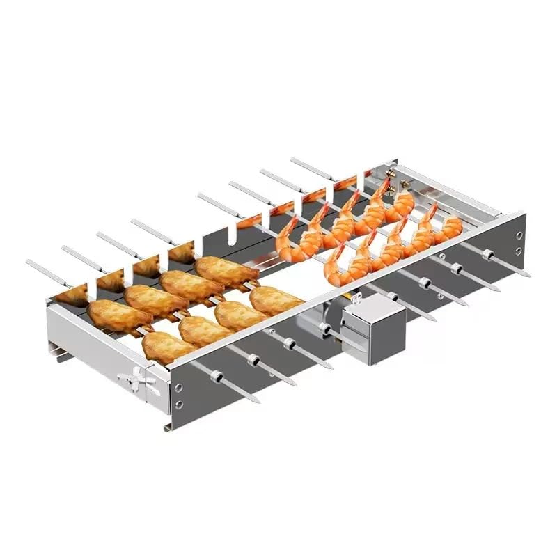 Elektrischer Drehspiess, 50 cm Grillspiessdreher Edelstahl Mit USB Motor 5 U/Min 9 Loch Schaschlik D
