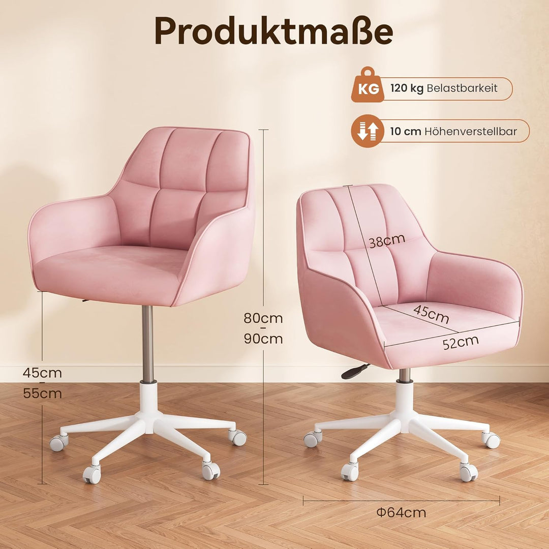 YOUDENOVA Schreibtischstuhl, Drehstuhl mit Rollen, Schminkstuhl Höhenverstellbar, Homeoffice Stuhl,