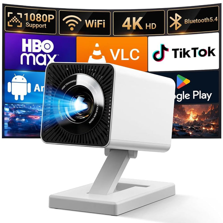 Mini Beamer 4K, Mini Projektor 1080P Unterstützt WiFi 6 BT 5.4, Beamer Klein Projektor mit Eingebaut
