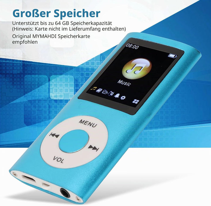 MP3-Player, Musik-Player mit 1,8-Zoll-LCD-Bildschirm, USB-Anschluss, Schlanker, Klassischer Digitale