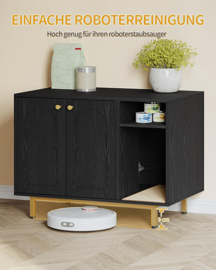 Hzuaneri Katzenschrank, Katzentoilette, Katzenklo Schrank, Katzenhaus mit Tür und separater Trennwan