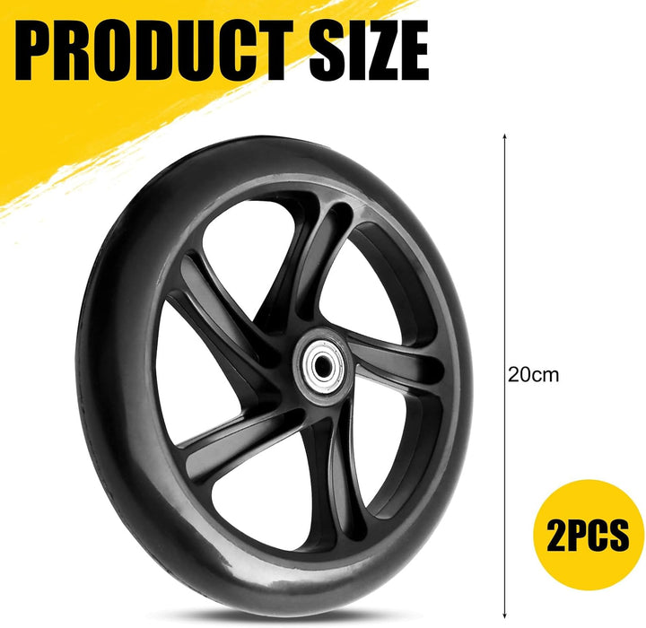 2 Stück 200mm Scooter Rollen, ABEC-9 Präzisionslager, Rutschfeste Reifen, Leise &amp; Stossdämpfend, Sco