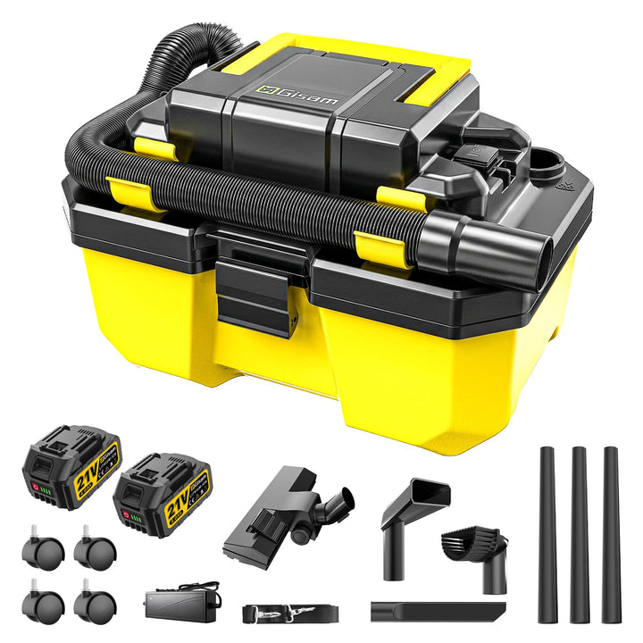 Gisam Akku Nass und Trockensauger, 3000-W-Bürstenlosmotor, 2 x 4,0Ah, 3-in-1-Werkstattstaubsauger mi