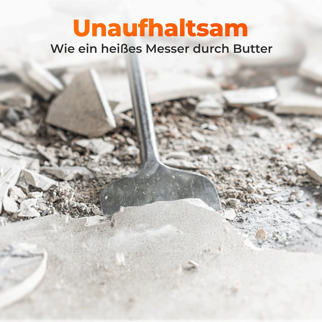 BAUBECK Robuste Fliesenmeissel SDS Max - schnelles Lösen von Putz &amp; Kleberesten [10° abgewinkelt], h