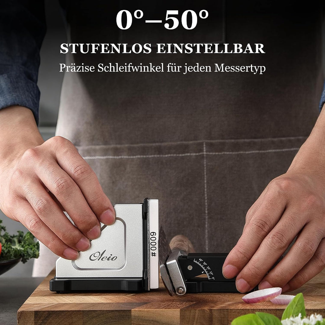 Oleio Rollschleifer Messerschärfer, Messerschleifer mit 0–50° Schärfwinkel