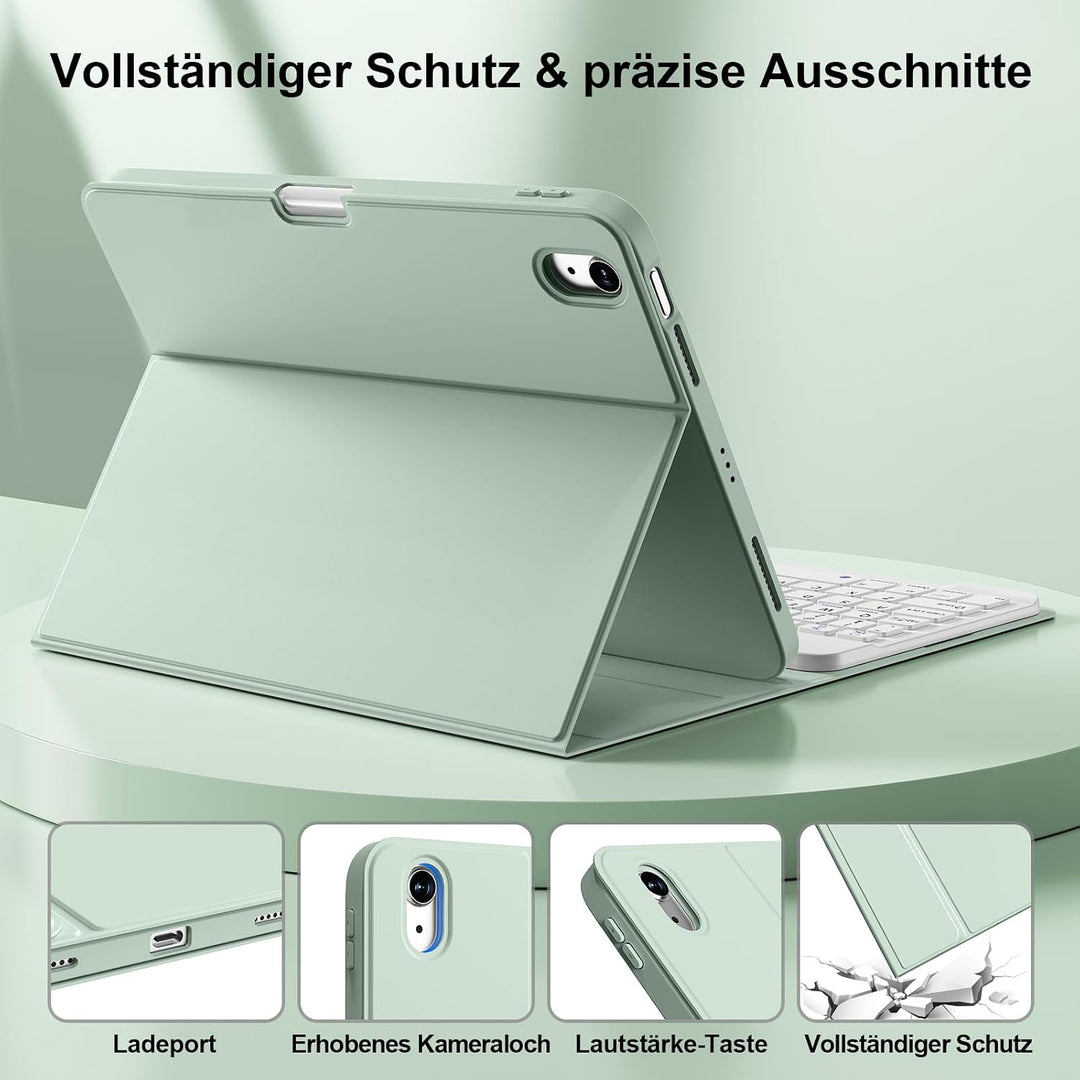 Tastatur Hülle für iPad Air 11"/10,9" QWERTZ Layout, Hellgrün | für iPad Air 11 Zoll M4/M3/M2 2026/2