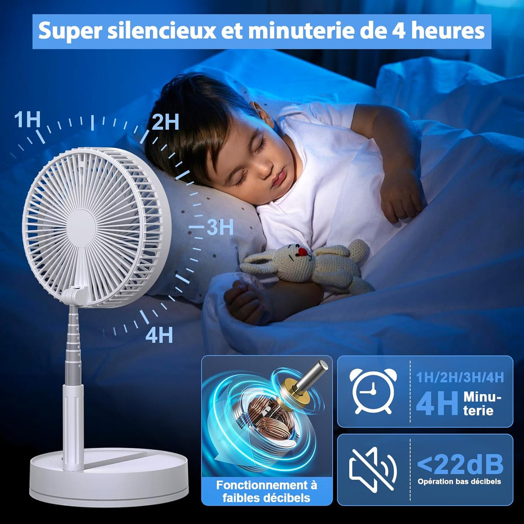 LBSTP 8 Zoll Ventilator Faltbarer mit Fernbedienung, 8000mAh Akku USB Standventilator Fans Tragbarer