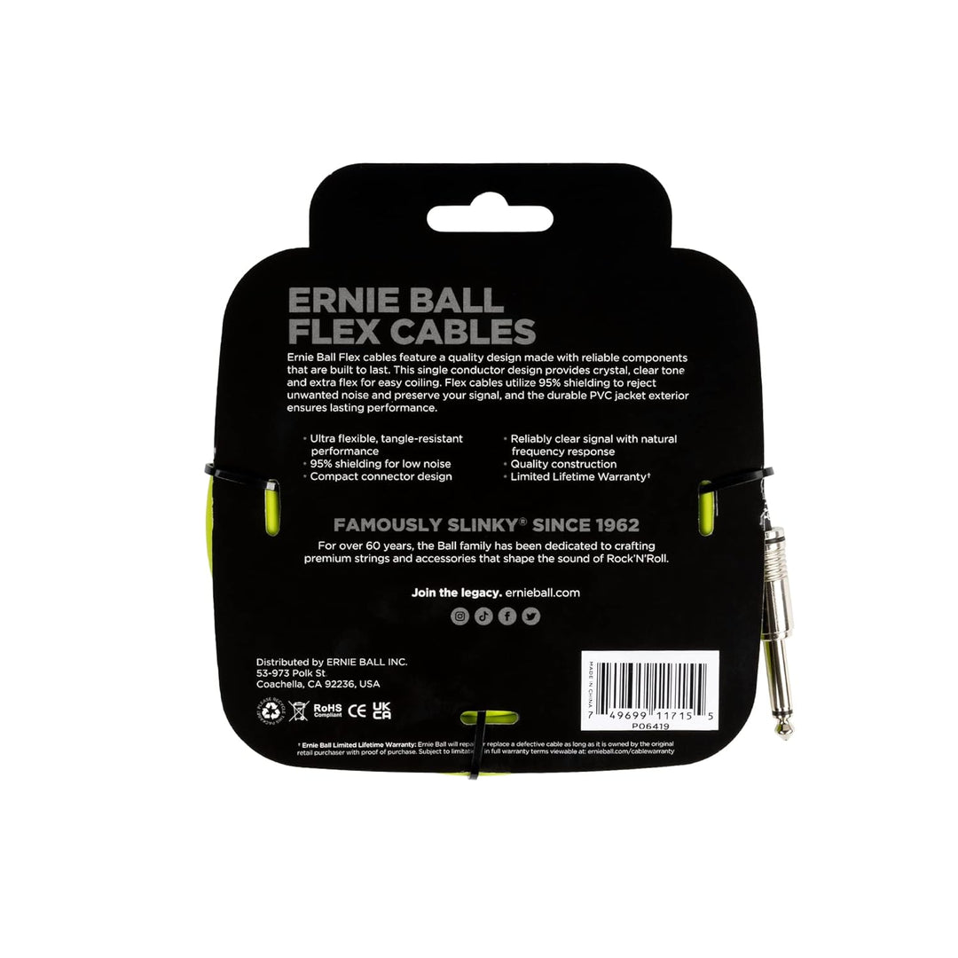 Ernie Ball Flex Gitarrenkabel gerade/gerade 6,1 m (20 ft) - Grün Green 6.1m, Green 6.1m