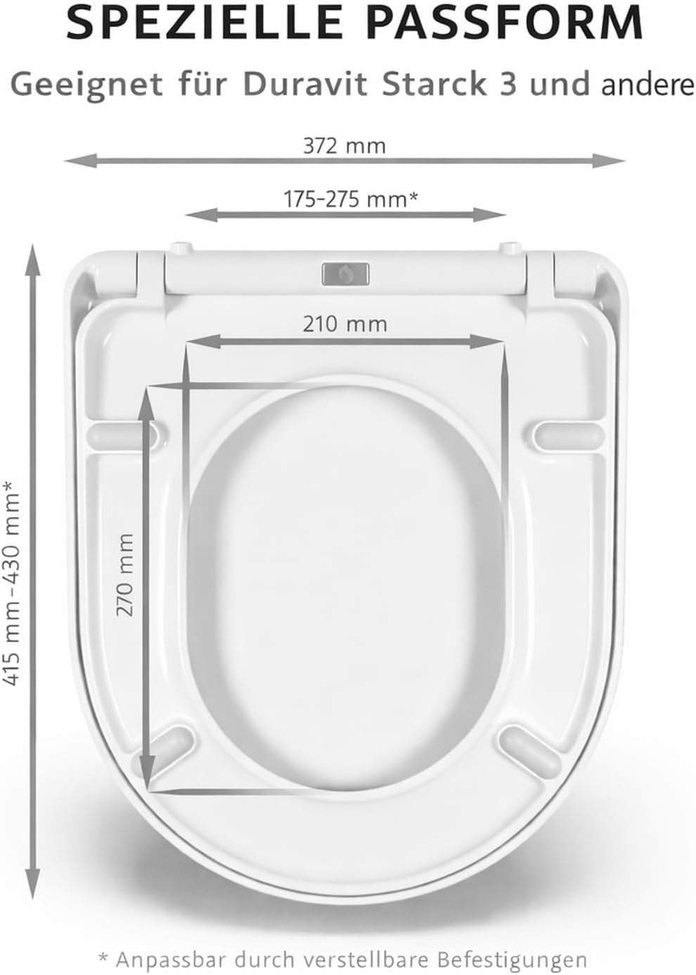 Bullseat® WC Sitz passend zu Duravit Starck 2/3 mit Absenkautomatik/Softclose, abnehmbar, Antibakter