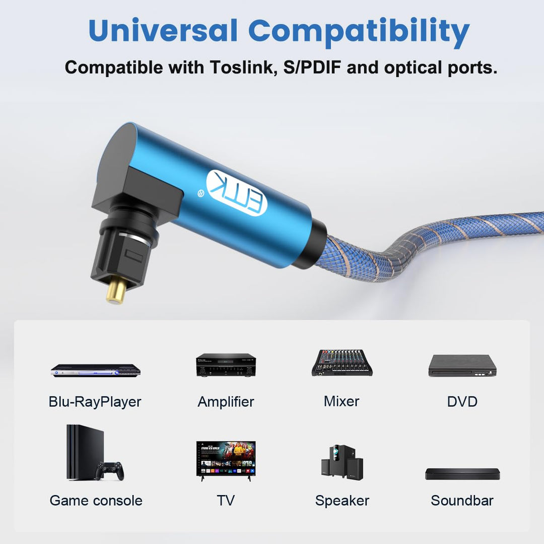 EMK 90 Grad Optisches kabel Dual Rechteck winkel Optisches Audiokabel Winkel Toslink Kabel Digitales