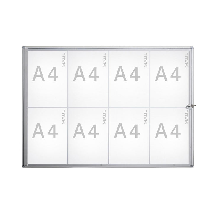 Maul Schaukasten A4 MAULextraslim | Schaukasten Vitrine mit 8 x DIN A4 Seiten | Infotafel mit Alumin