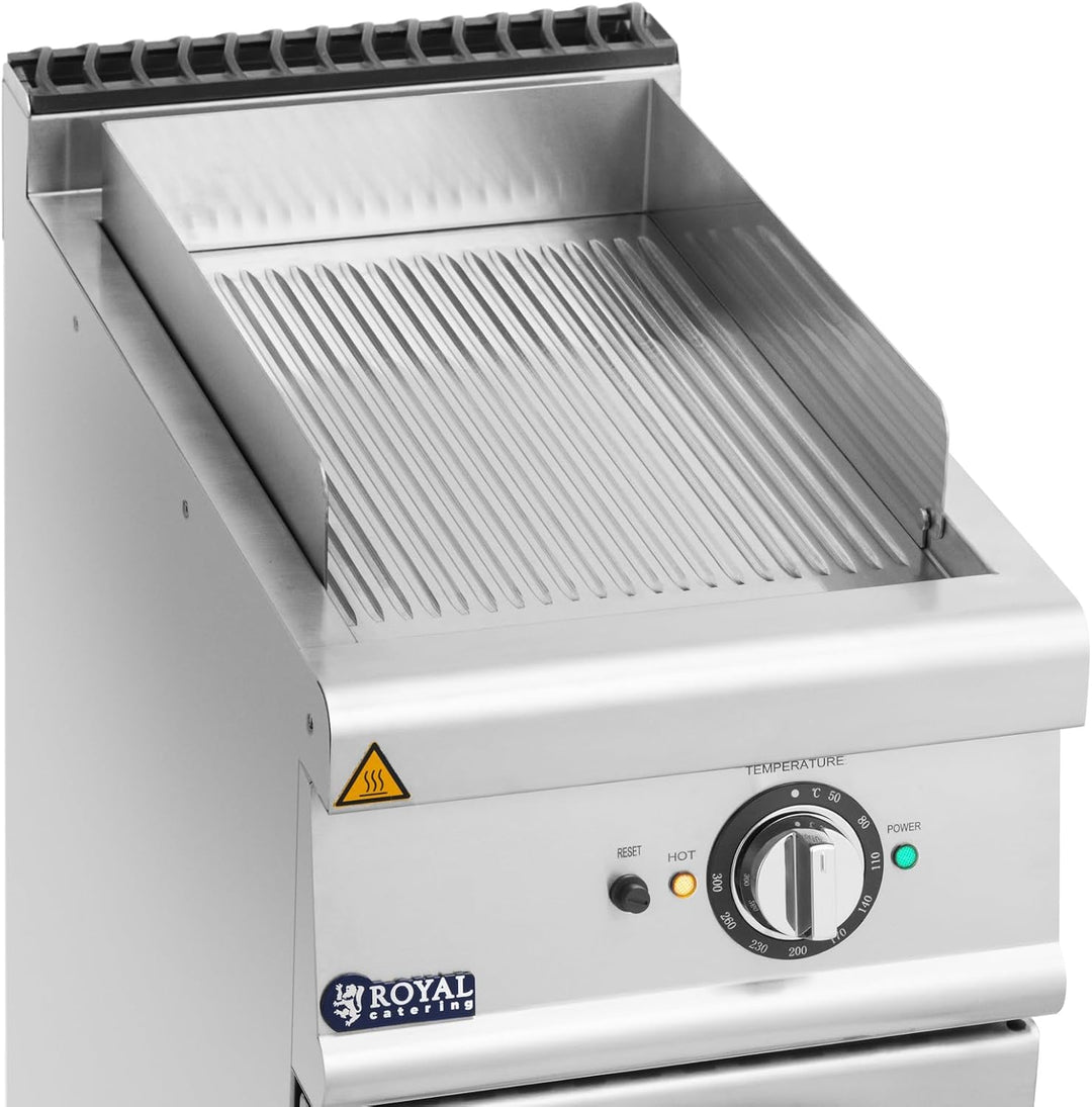 Royal Catering Elektro-Grillplatte mit Unterschrank Pro 730 Series 5,4 kW Grillplatte aus Chromstahl