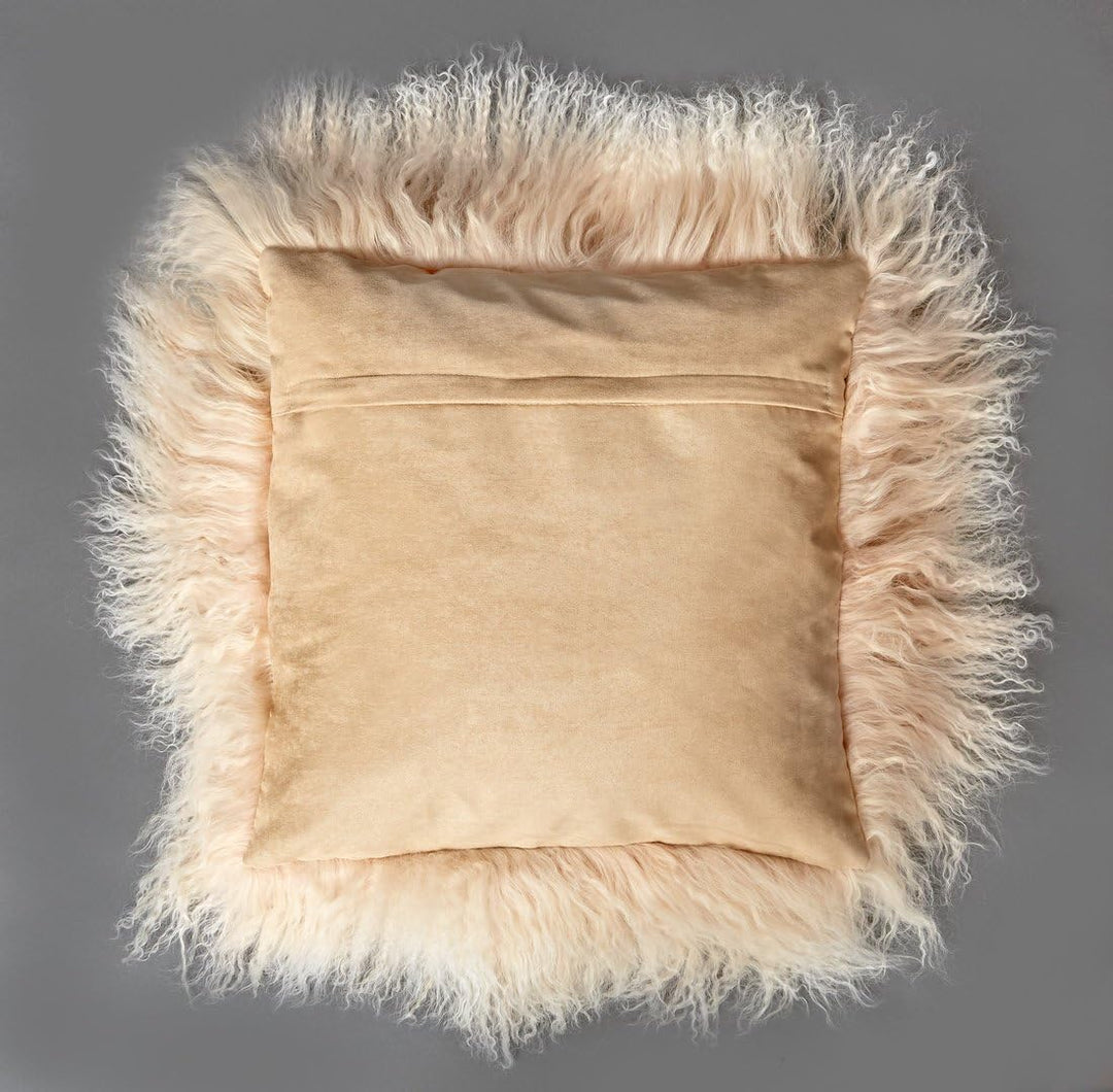 Reissner Lammfelle Tibet Lammfell Kissenbezug langflorig gelockt extraweich Jyb03 Beige / Weiss (Top