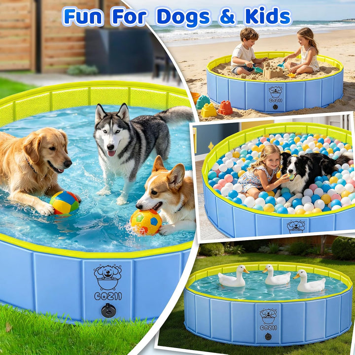 Hundepool, 120 x 30cm Hundepool fur Grosse Kleine Hunde, Faltbare Hundebadewanne Planschbecken für K