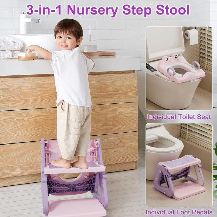 Toilettensitz Kinder mit Treppe,Stabil Kinder Toilettensitz mit Dreiecksstruktur,3 in 1 Toilettentra