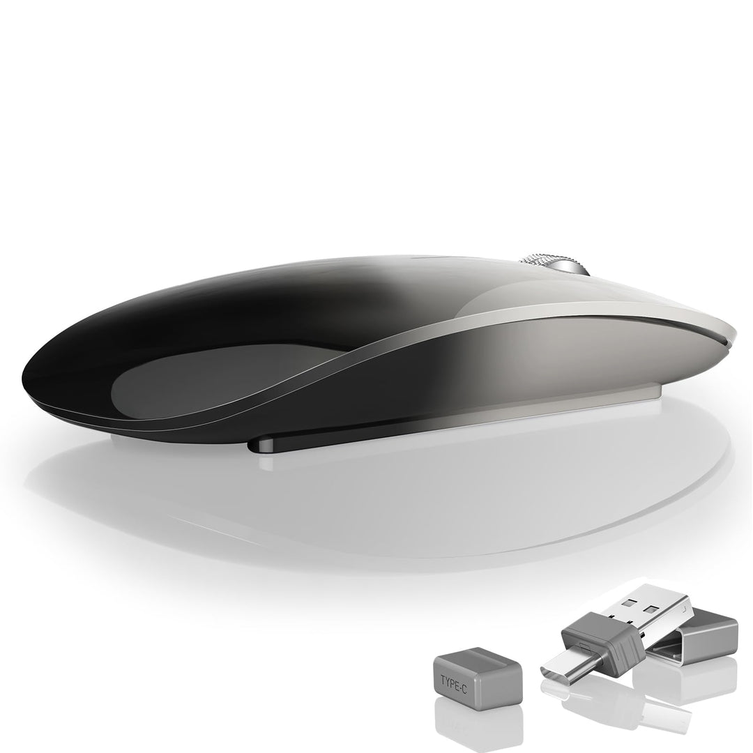 Uiosmuph Bluetooth Maus, Kabellose Maus mit USB-Nano-Empfänger, Tri-Mode (Dual Bluetooth 5.1 + 2.4GH