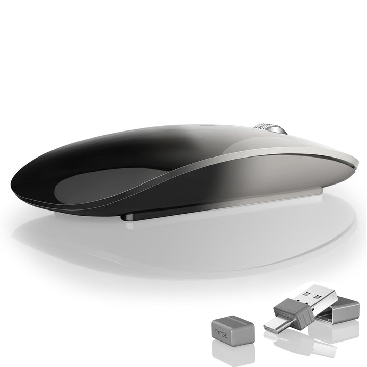 Uiosmuph Bluetooth Maus, Kabellose Maus mit USB-Nano-Empfänger, Tri-Mode (Dual Bluetooth 5.1 + 2.4GH