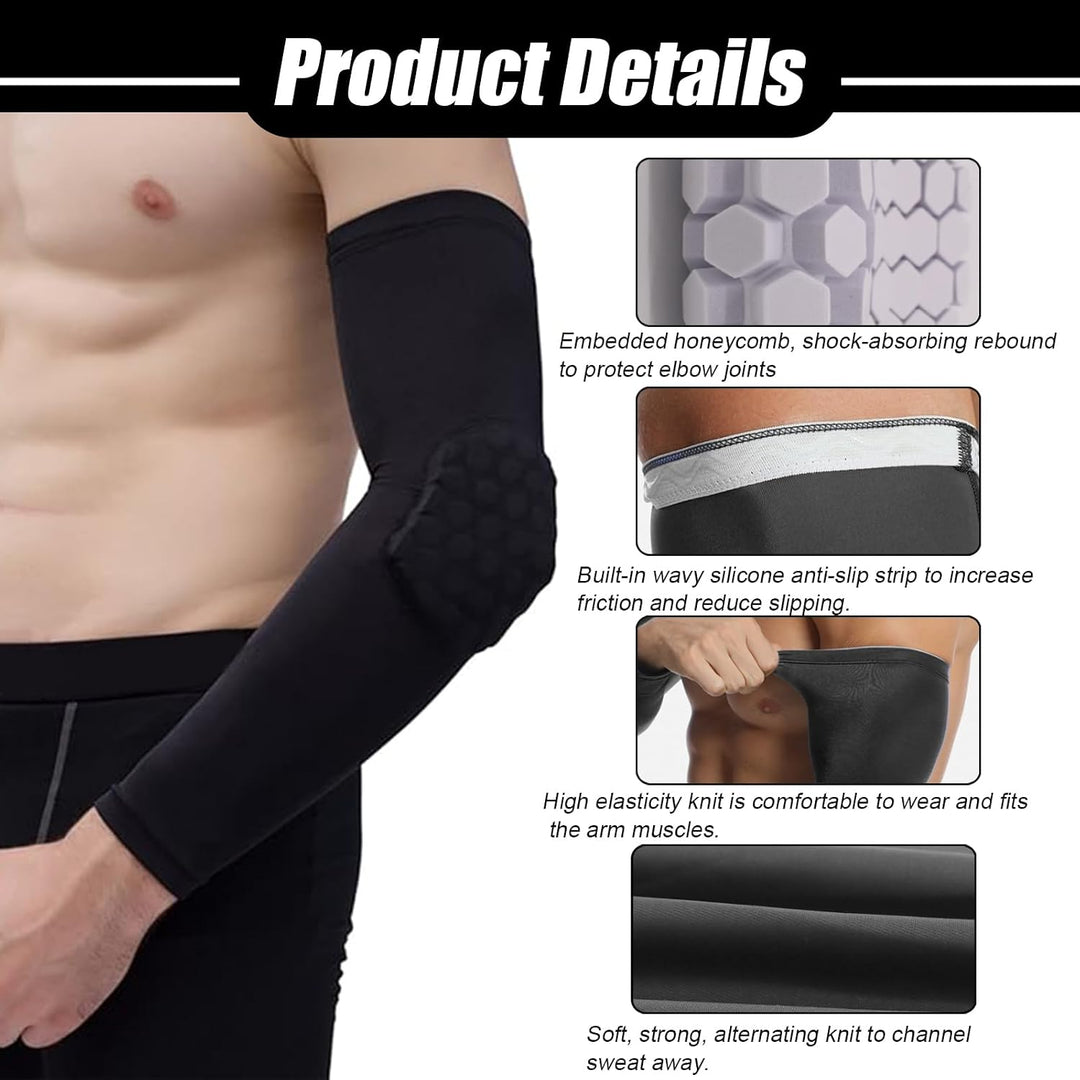 Eowppue 4er-Pack Arm Sleeve Set - Verdickte Armwärmer Ellenbogenschoner, atmungsaktive und elastisch
