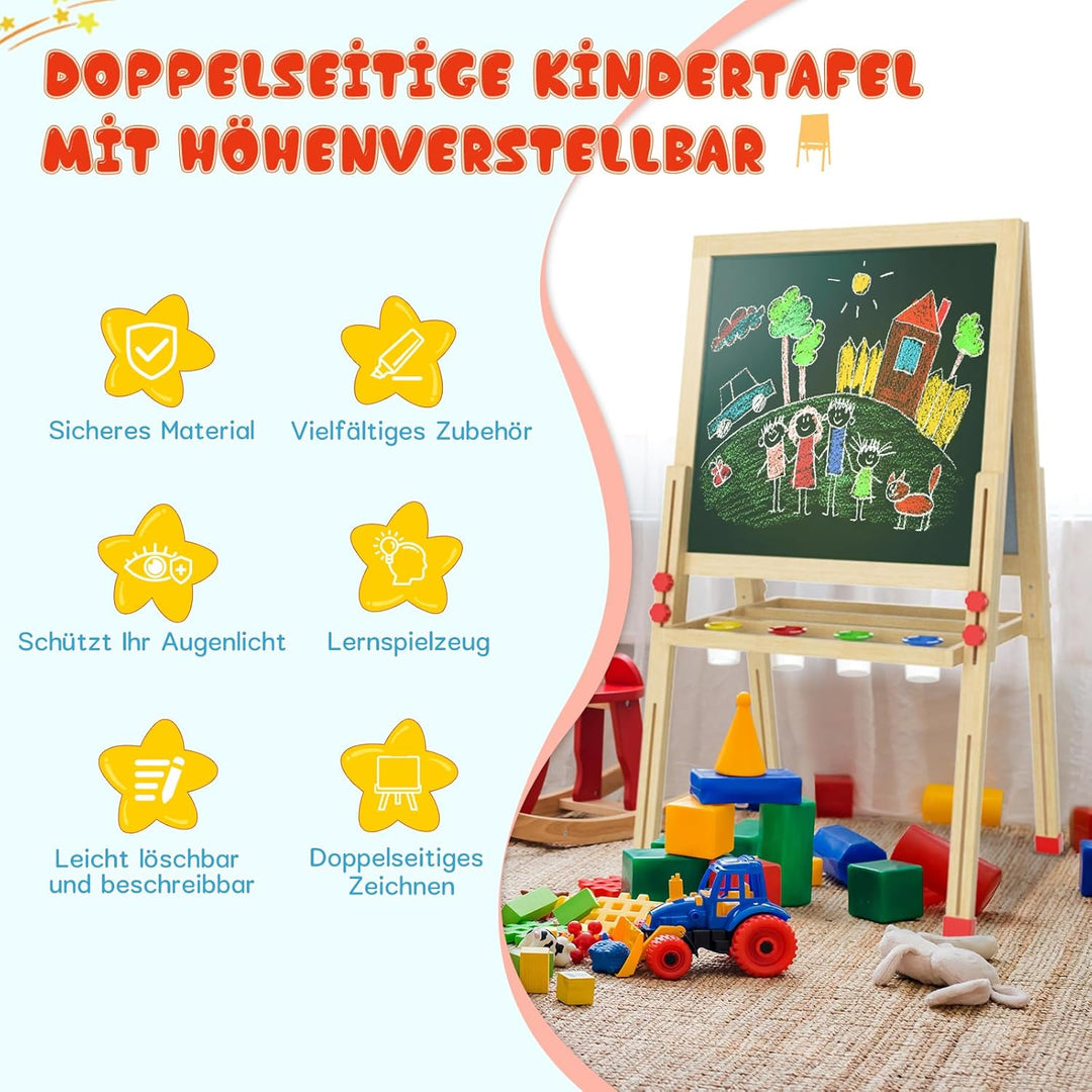 Dripex Kinder Tafel Holz Kindertafel Malerei Holztafel Doppelseitige Kreidetafel und Whiteboard Höhe