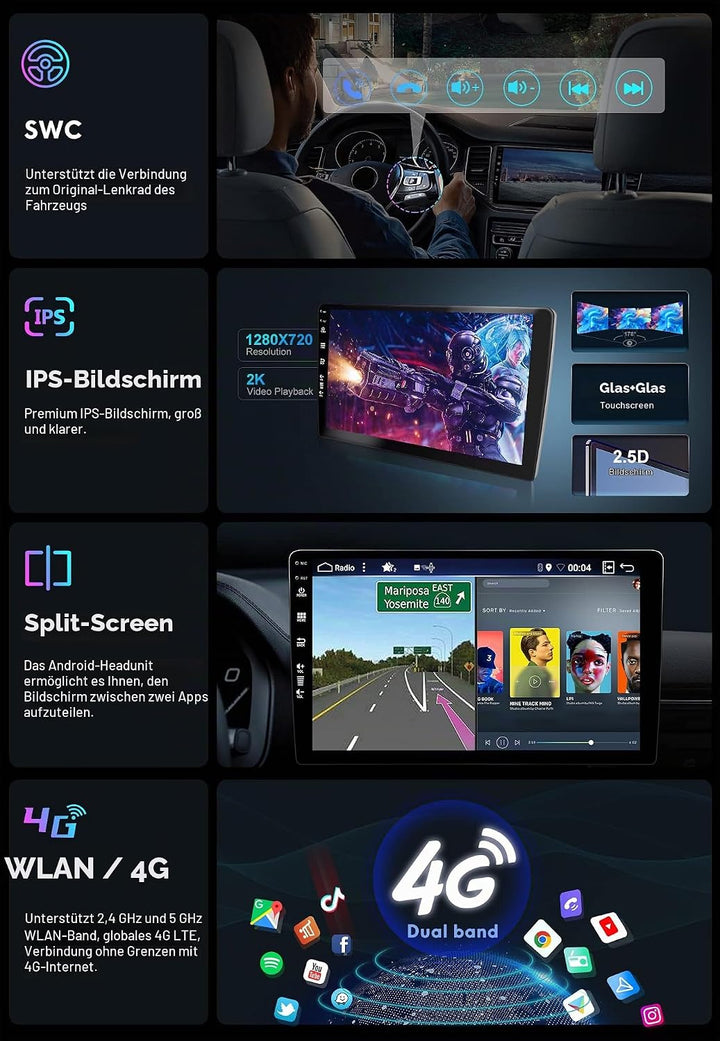 Android 14 Autoradio für Ford Focus MK3 (2012-2017) Radio - 4G+64G - Eingebaut DSP/Carplay/Android A