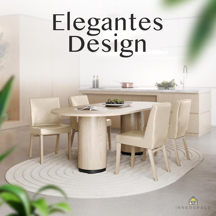 INNERSPACE Stuhlhussen 6er Set in Beige | Blickdichte, Wasserabweisende, Elastische Stuhlbezüge für