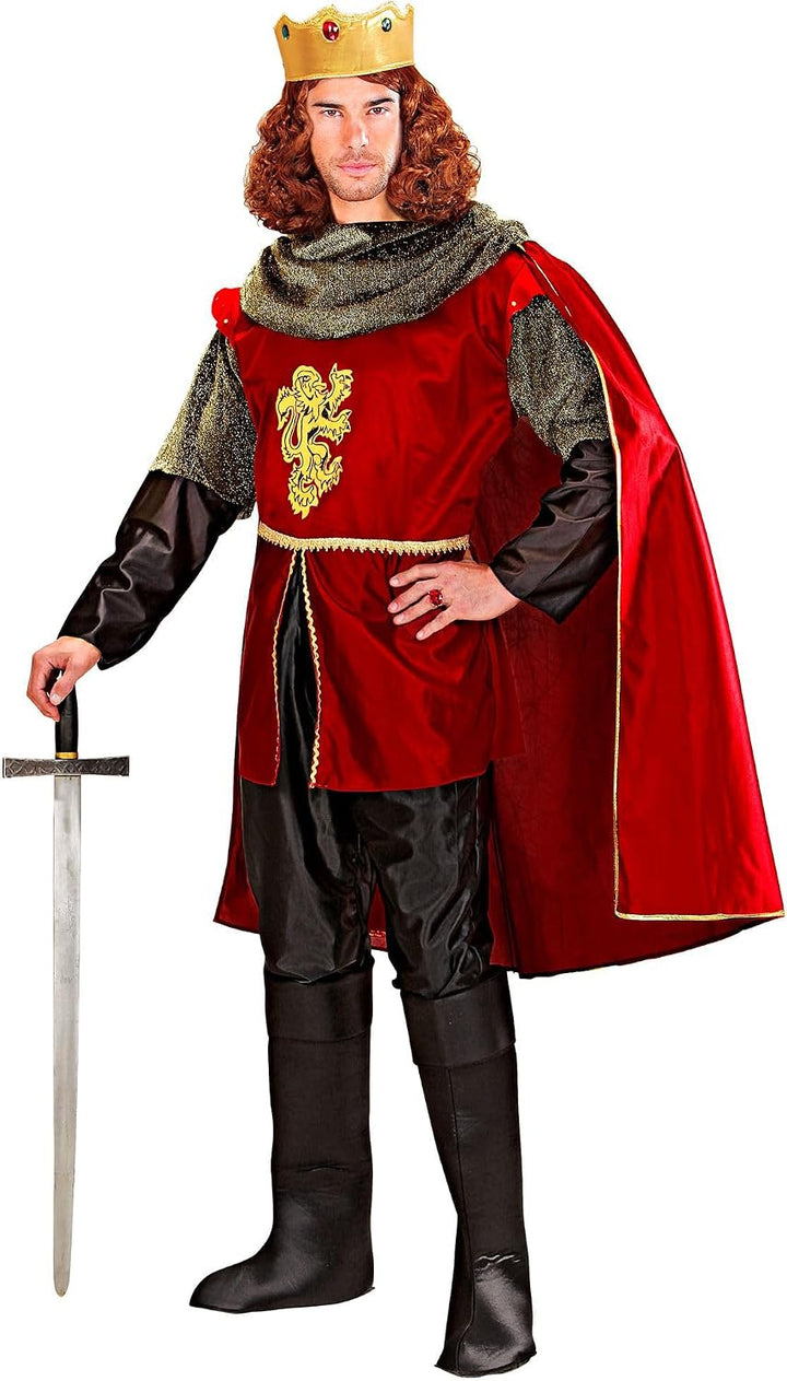 "ROYAL KNIGHT" (coat, cape, pants, boot covers, crown with gems) - (M), M