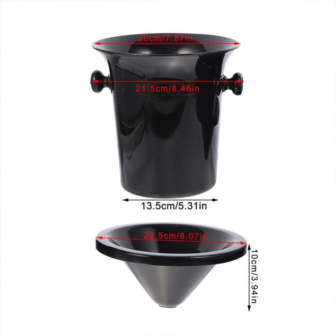 Homoyoyo Weinkühler Weinkühler Eimer Eisbehälter aus Plastik 3er Set, schwarz, rund, Doppelgriff, fü