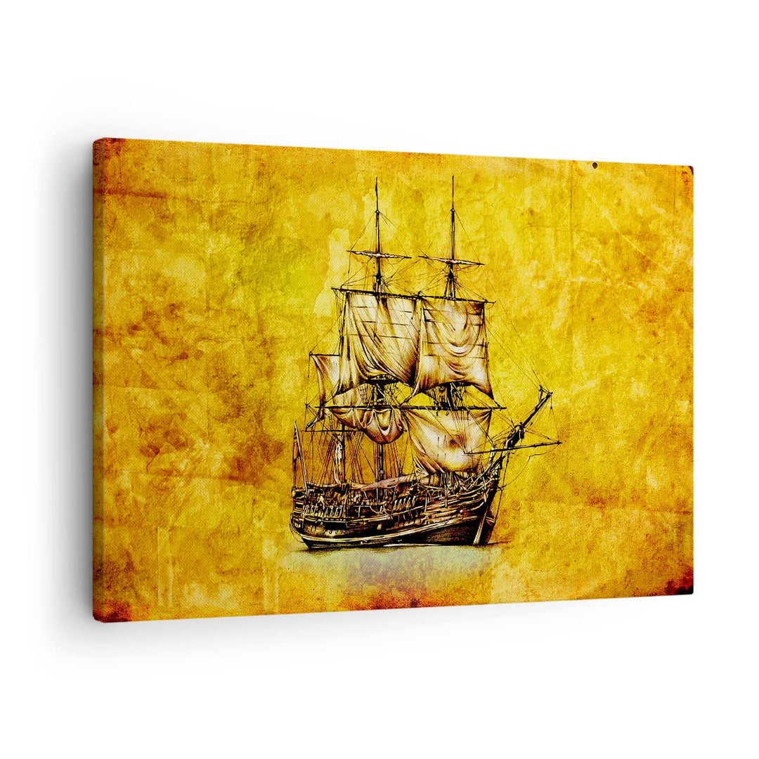 Bilder auf Leinwand Piratenschiff Ozean Schatz Leinwandbild 70x50cm Wandbilder Dekoration Wohnzimmer