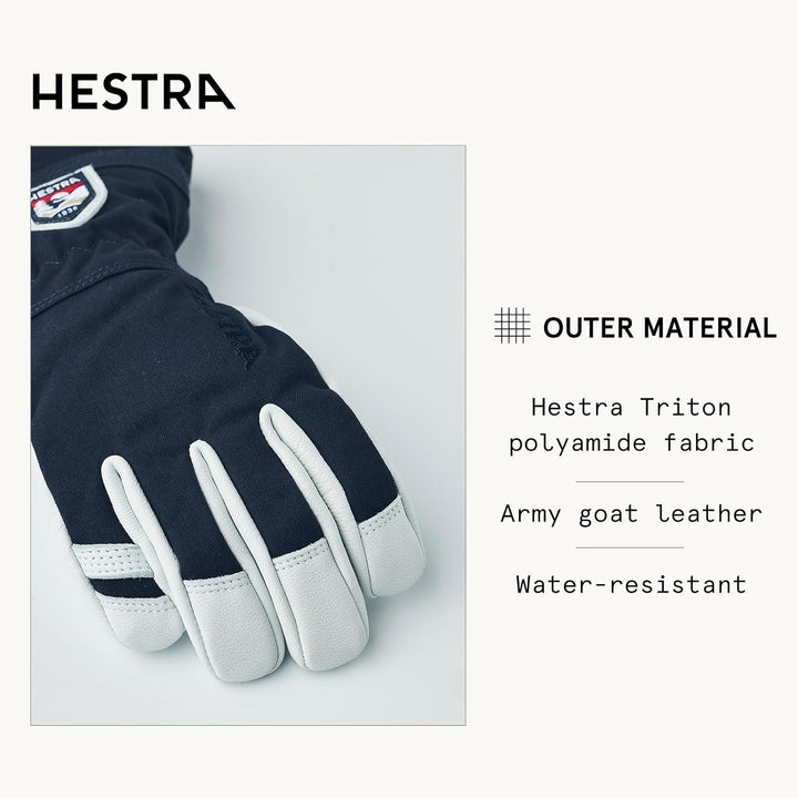 Hestra Army Leather Heli Ski 5-Finger Handschuhe Kinder blau/weiss