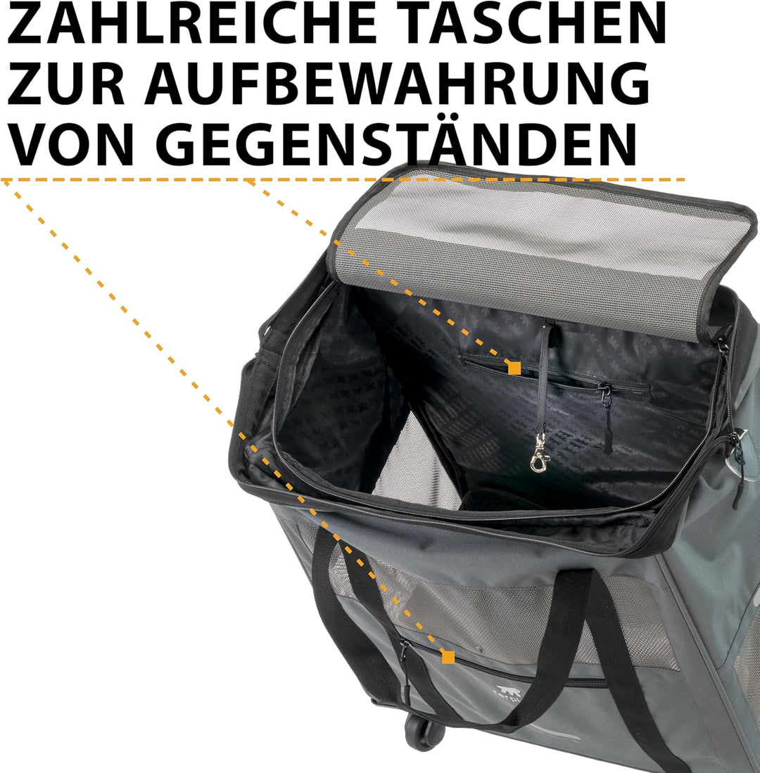Ferplast Hundebox Voyager Trolley, Transportbox Katze, Hundetasche, ausziehbarer Griff, verstellbare