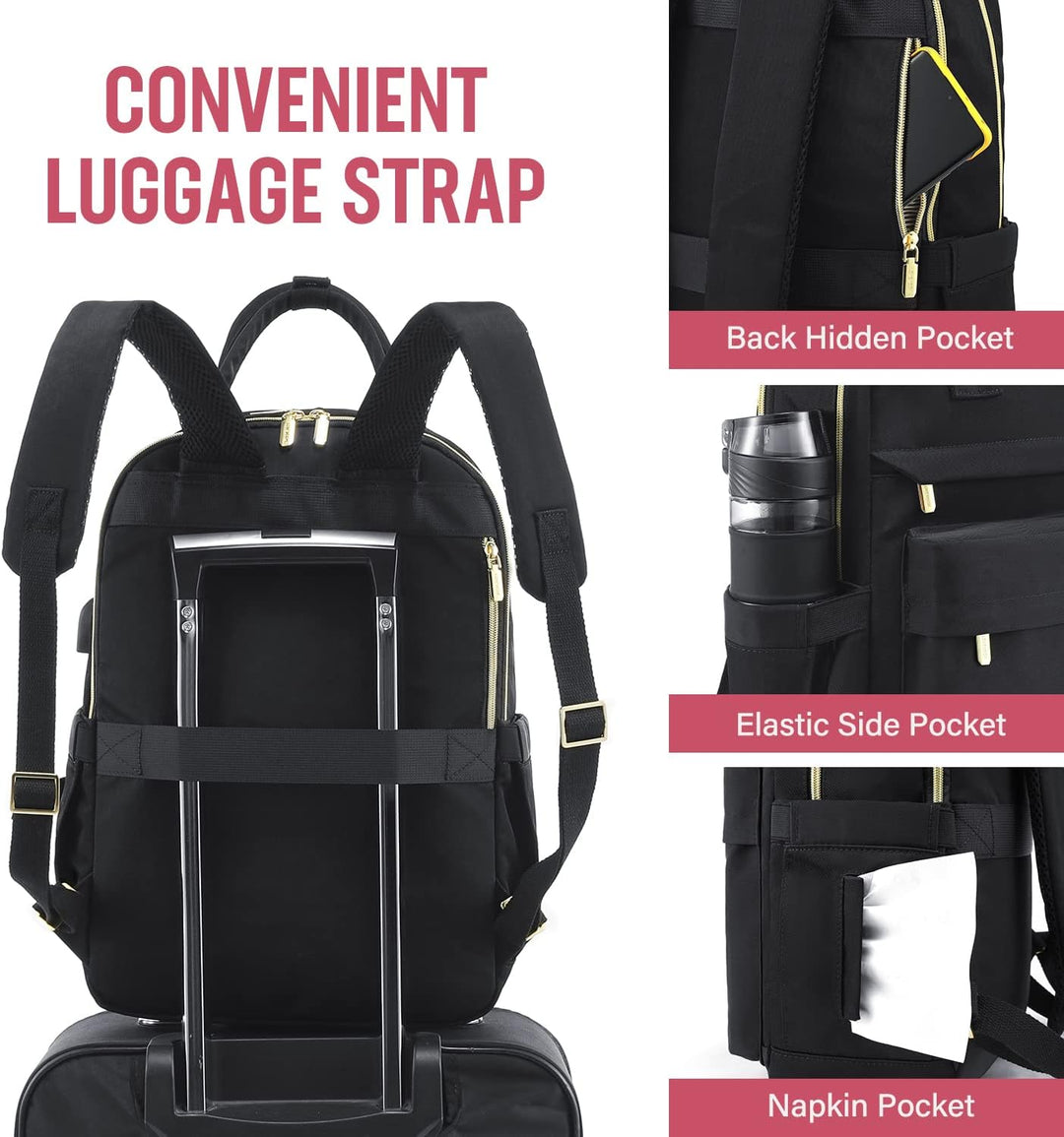 LOVEVOOK Rucksack Damen, 15,6 Zoll Laptop Rucksack Schulrucksack Mädchen Teenager mit Laptopfach, Wa