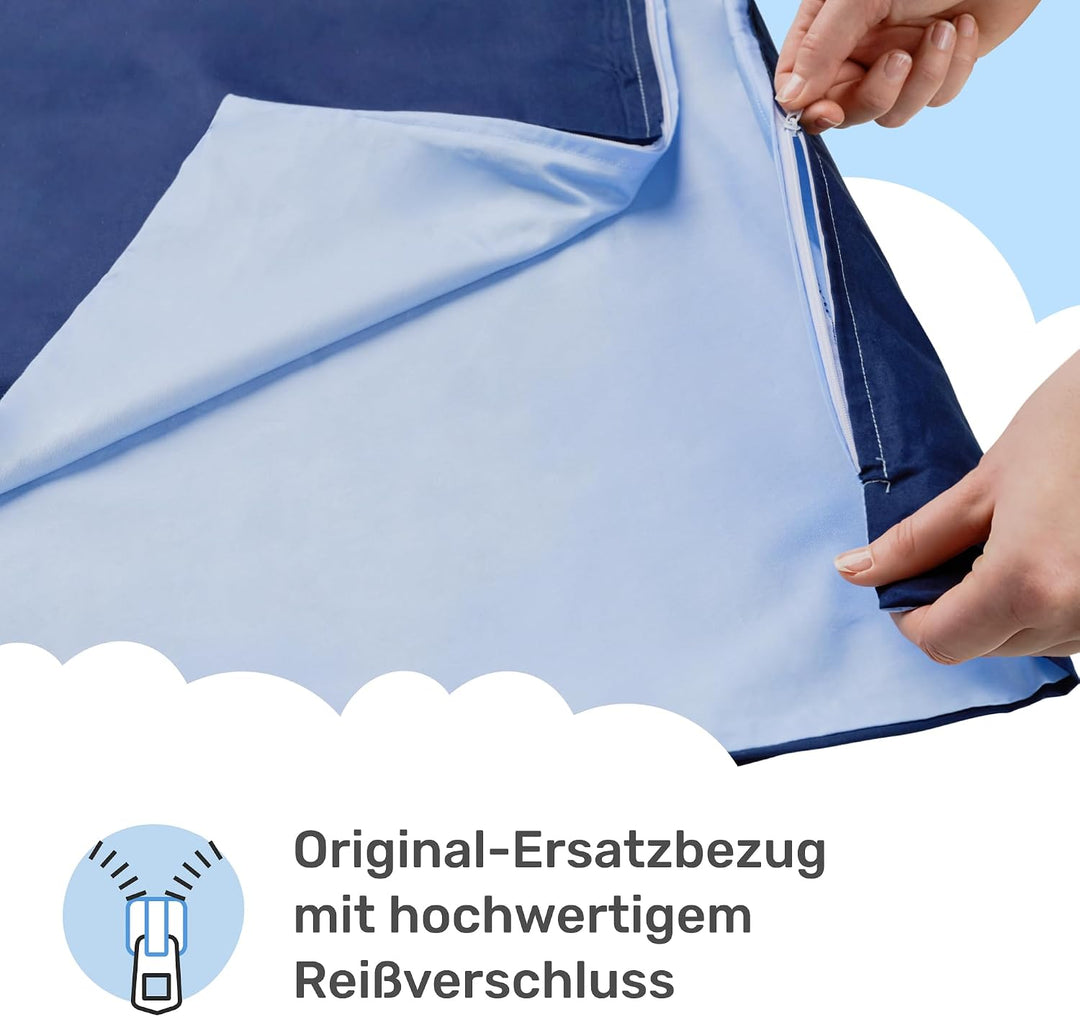 Dailydream Bezug für Erwachsenengewichtsdecke 135 x 200 cm | zweifarbig blau | 100% Baumwolle | Ersa
