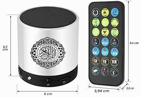 Anlising MP3-Player Digitaler Koran-Lautsprecher mit Fernbedienung, USB Wiederaufladbar, 8GB TF FM (