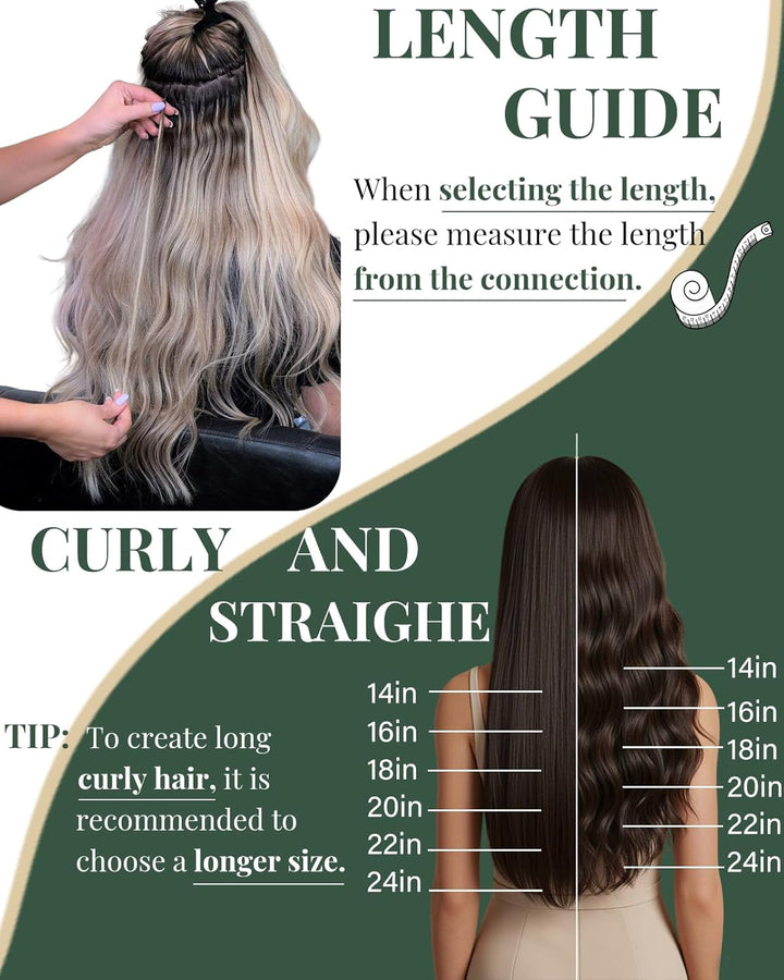 Ugeat 35cm Haarverlängerung Micro Bondings Ombre Balayage Dunkelstes Braun mit Mittelbraun 2/6/2 50S