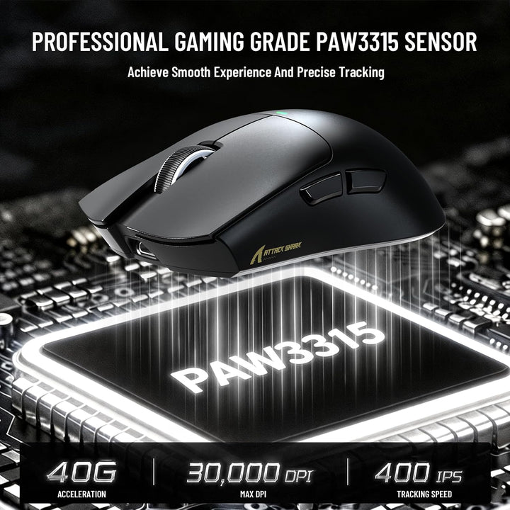 ATTACK SHARK X11 PRO V2 Lightspeed Wireless Gaming-Maus, TFT Display Dock A-Schwarz, A-Schwarz