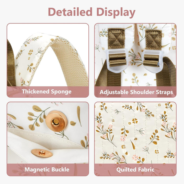 Wickeltasche mit Blumenmuster, Baumwolle, gesteppt, für Mütter, Baby-Reiserucksack mit Kinderwagengu